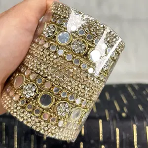 Beautiful Mirror Ad Bangles Set.