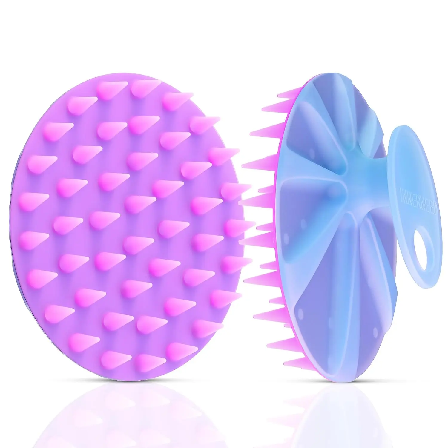 INNERNEED Purple Magnetic Shampoo Brush & Scalp Scrubber, Long-Nail Friendly, Soft Silicone Bristles for Deep Cleansing, Wet or Dry Hair, All Hair Types, Men & Women