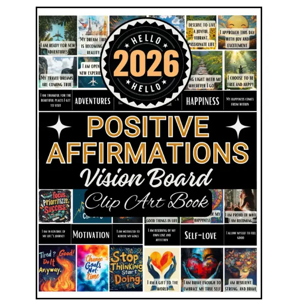 Positive Affirmations Vision Board Clip Art Book - TikTok Shop