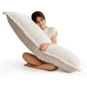 Memory Foam Body Pillow, Thickened Large Long Bed Pillow for Adults, Full Body Pillow with Removable Pillow Cover(20x54 Inch),Beige