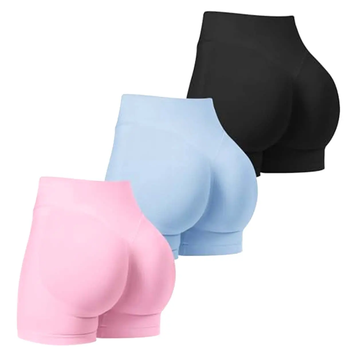 Female Women's Stretchy Seamless Scrunch Butt Lifting Workout Shorts, High-Impact Gym Biker Booty Shorts, Stretchy Seamless Shorts