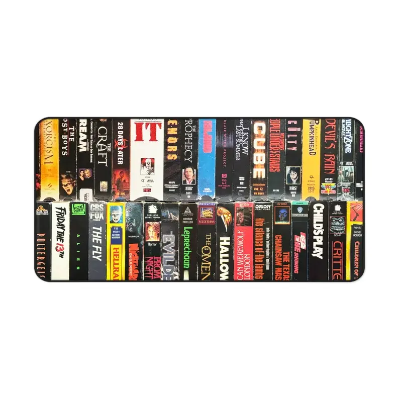 Vintage Horror Movie VHS Desk Mat, Classic Scary Film Spine Artwork ...