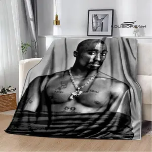 2PAC hip -hop singer fashion printed blanket warm bed blanket soft and comfortable blanket home travel blanket birthday gift-Warm plush feel Suitable as a gift sizes 60*80,30*40(baby ),40*50(kids),50*60