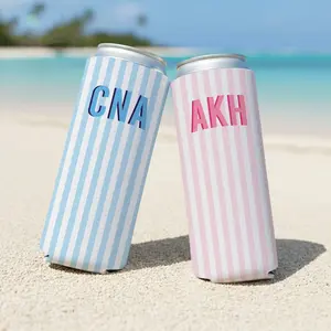 Monogram Bachelorette Can Cooler, Personalized Name Coastal Bach Club Drink Sleeve, Beach Bridal Party Favor