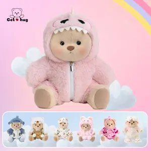 GETAHUG 5-Poseable Joints Dino Teddy Bear - Changeable Outfit Super Soft Huggable Plush Toy 12" Standing Height Handcrafted Unique Design Perfect Gift for Any Age Teddybear Stuffed Animal Weighted Stuffed Animal