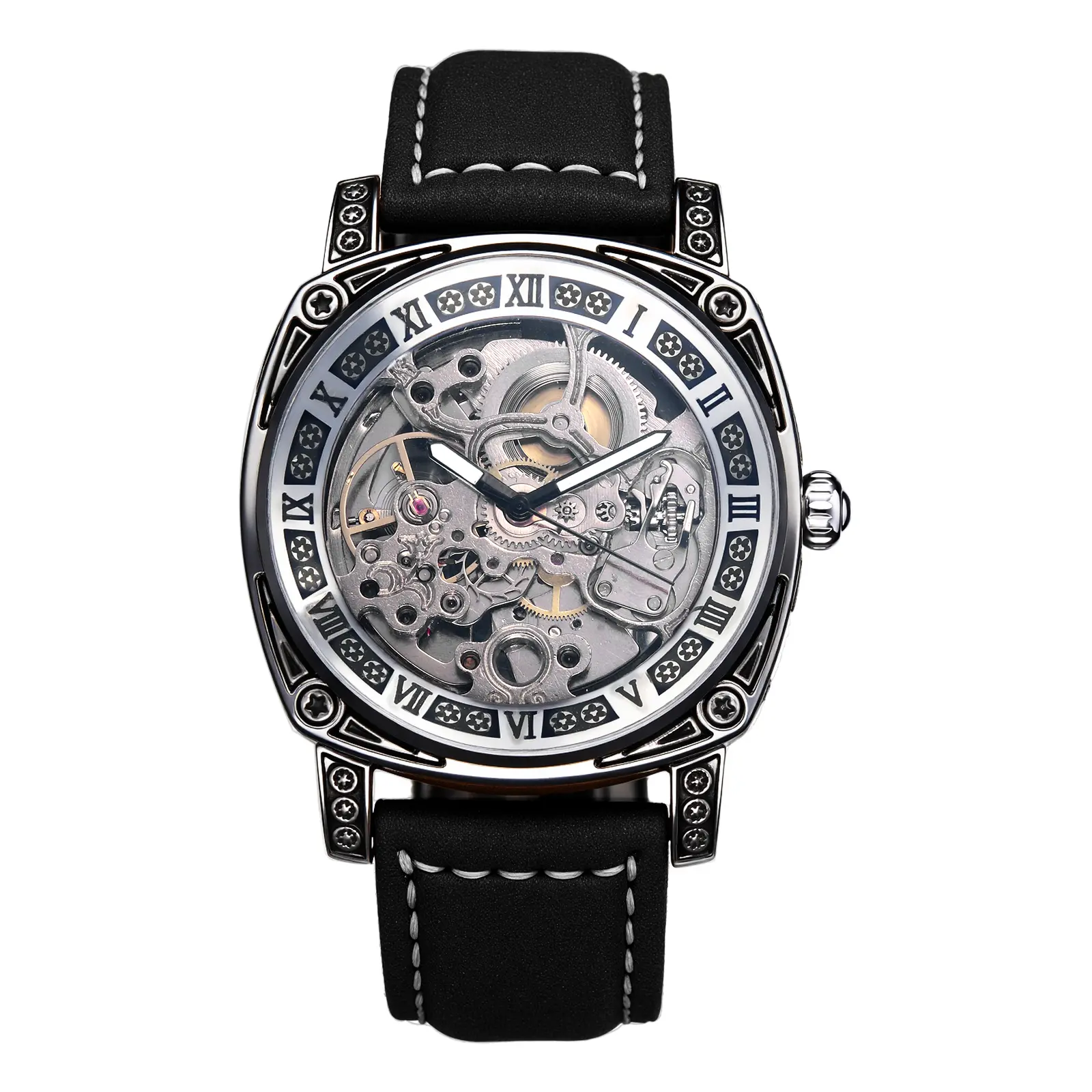 OIDEA Men's Vintage Fashion Automatic Self-Winding Mechanical Watch - 36h Power Reserve, Roman Numeral Skeleton Dial, Genuine Leather Strap, 3ATM Waterproof, Gift-Ready Wristwatch, summerwins, Vintage Fashion Watch
