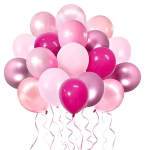 60PCS Pink Balloon Set in Hot, Light, Metallic & Pearl Pink for Birthday, Wedding & Baby Shower Decorations