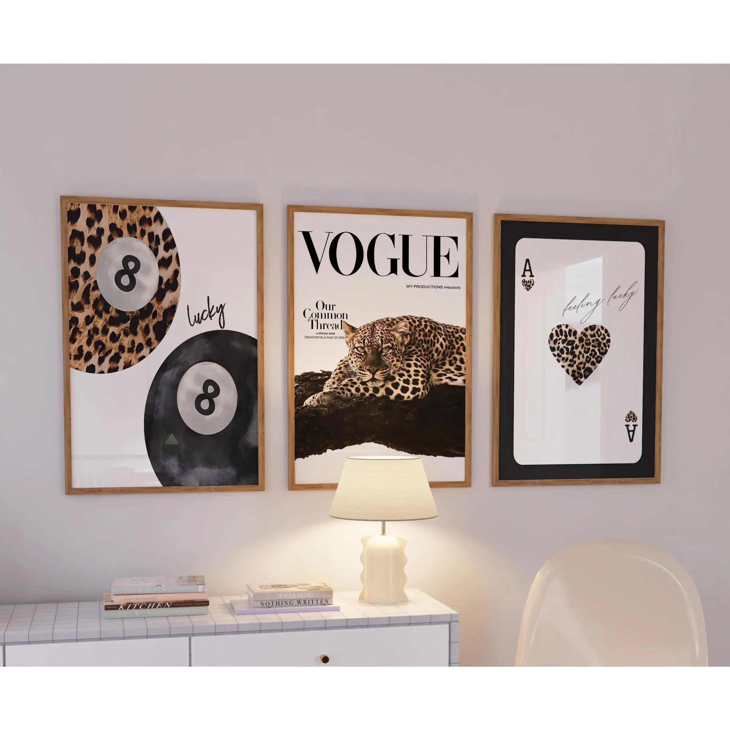 [Up to 65% Off][Free Shipping][No Frame] 3-Piece High-Quality Ink Vintage Neutral Leopard-Cheetah 8-Ball Lucky Plastic Wall Art Posters, Preppy Chic Luxury Universal Home Decor, Multi-Size for Home Gallery Displays, Study, Wardrobe, Toilet