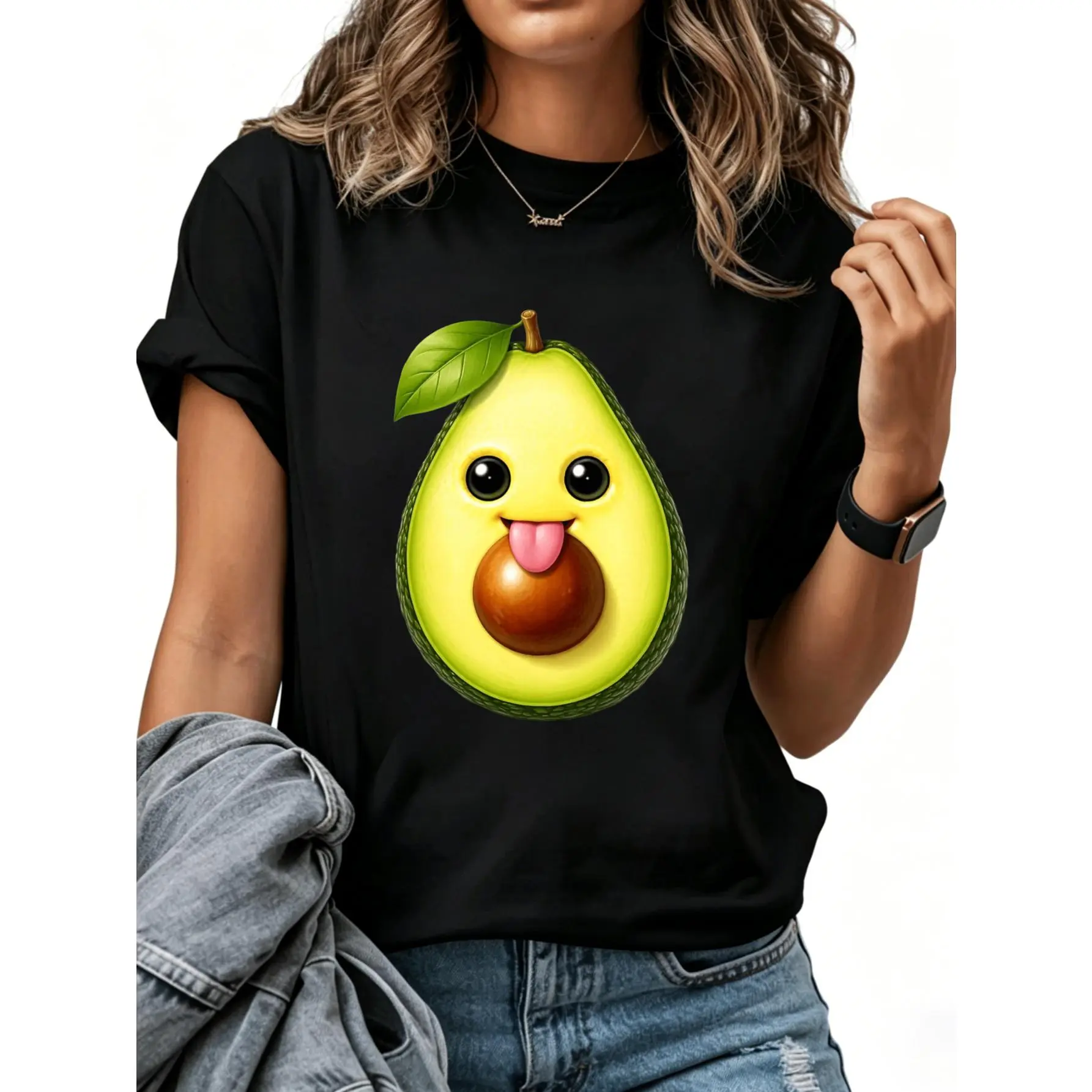 Unisex Funny Avocado Graphic Print T-Shirt, Casual Short Sleeve Round Neck Tee in Comfortable 100% Cotton