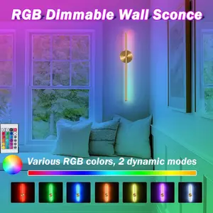 Modern LED Rechargeable Wall Light, 50cm / Line Design, Wire-Free Adhesive Magnetic Installation, RGB Remote Control