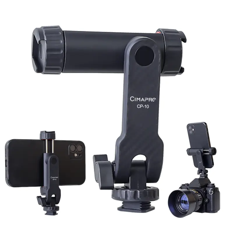 XILETU Mobile Phone & Tablet Tripod Mount Accessory, Adjustable Stand with Dual Cold Shoes, Silicone Holder, 1/4” Thread Mount, Portable for Live-Streaming, Vlog, Mic & Light Setup, Horizontal/Vertical Shooting