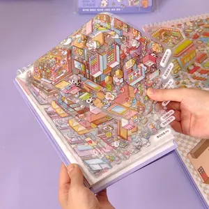 Cute Town 3.0 40-Piece 3D Scene Sticker Book - Valentine's Day Gift, Adorable Cartoon Stickers for Scrapbooking, Journal & DIY Craft Decor TikTokShop JumpstartSale