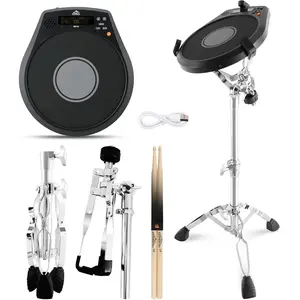 Practice Drum Pad With Stand, 12 Inches Portable Drum Pad,Silent Drum Electric Drum Pad With Stand,Suitable for Beginners and Professionals,Black