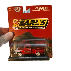 M2 Machines 1958 GMC 100 Step Side Diecast Model Car - Earl's Plumbing Red, 2021 Release R79 21-39, 1/64 Scale Collectible Toy