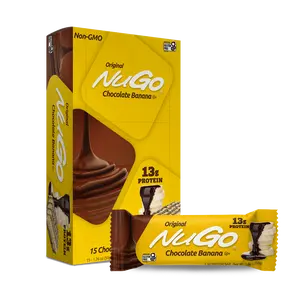 NuGo Original Protein Bar, Chocolate Banana, 13g Protein, Gluten Free, 15 Count