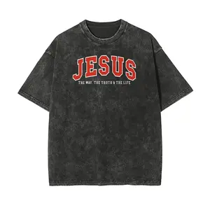 Jesus The Way The Truth the Life Washed Vintage Oversized Top,  Unisex Washed T-Shirt, Crewneck Short Sleeve Tee Religious Gift For Women Men, Christian Shirt