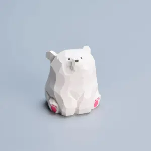 4pcs Cute Mini Wooden Bear Figurines, Hand Carved Polar Bear Crafts, Table Decorations, Perfect Gift Ideas, Solid Wood Ornament Set