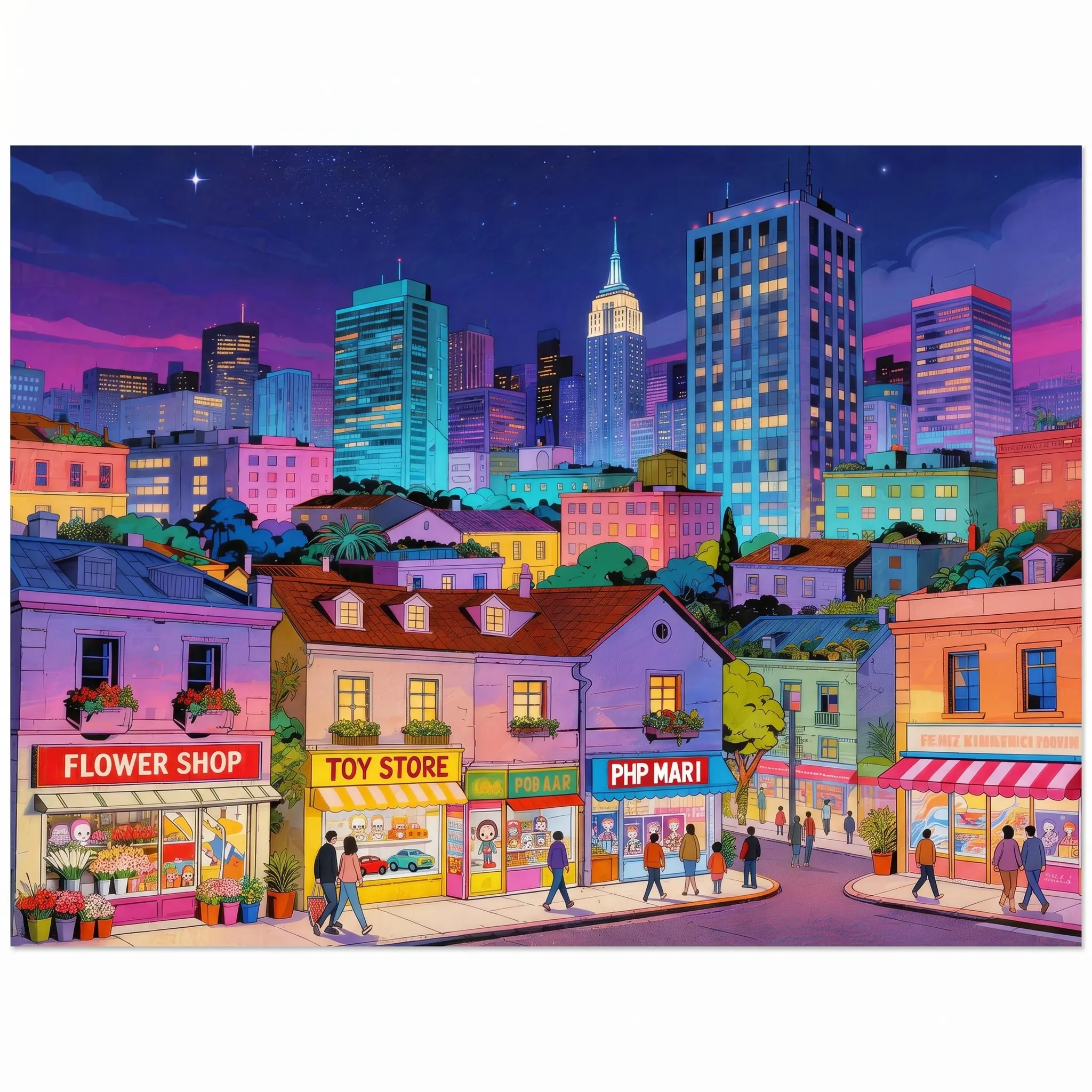 500-Piece Night Veiled City Art Puzzle for Adults - Original Art, Matte Embossed Blue Board, No Missing Pieces, Construction & Comics Themed, Ideal for House Decoration & Cozy Hobbies Gift