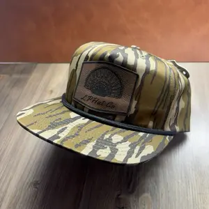 Turkey Fan Bottom Land Hat - Camouflage Design with Leather Patch by L.P. Hat Co.