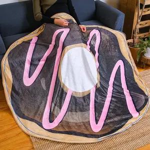 Novelty Donut Blanket, Printed Blanket, Chocolate Vortex, Miniature Mink Blanket, Soft Polyester, Room Decoration