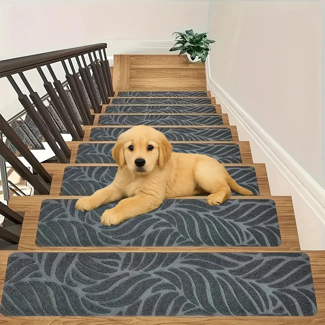 15pcs Non-Slip Stair Mats Runners Treads for Indoor Wooden Steps Washable Carpets with Self-Adhesive Tape to Prevent Staircase Covers Mats From Moving