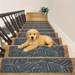15pcs Non-Slip Stair Mats Runners Treads for Indoor Wooden Steps Washable Carpets with Self-Adhesive Tape to Prevent Staircase Covers Mats From Moving
