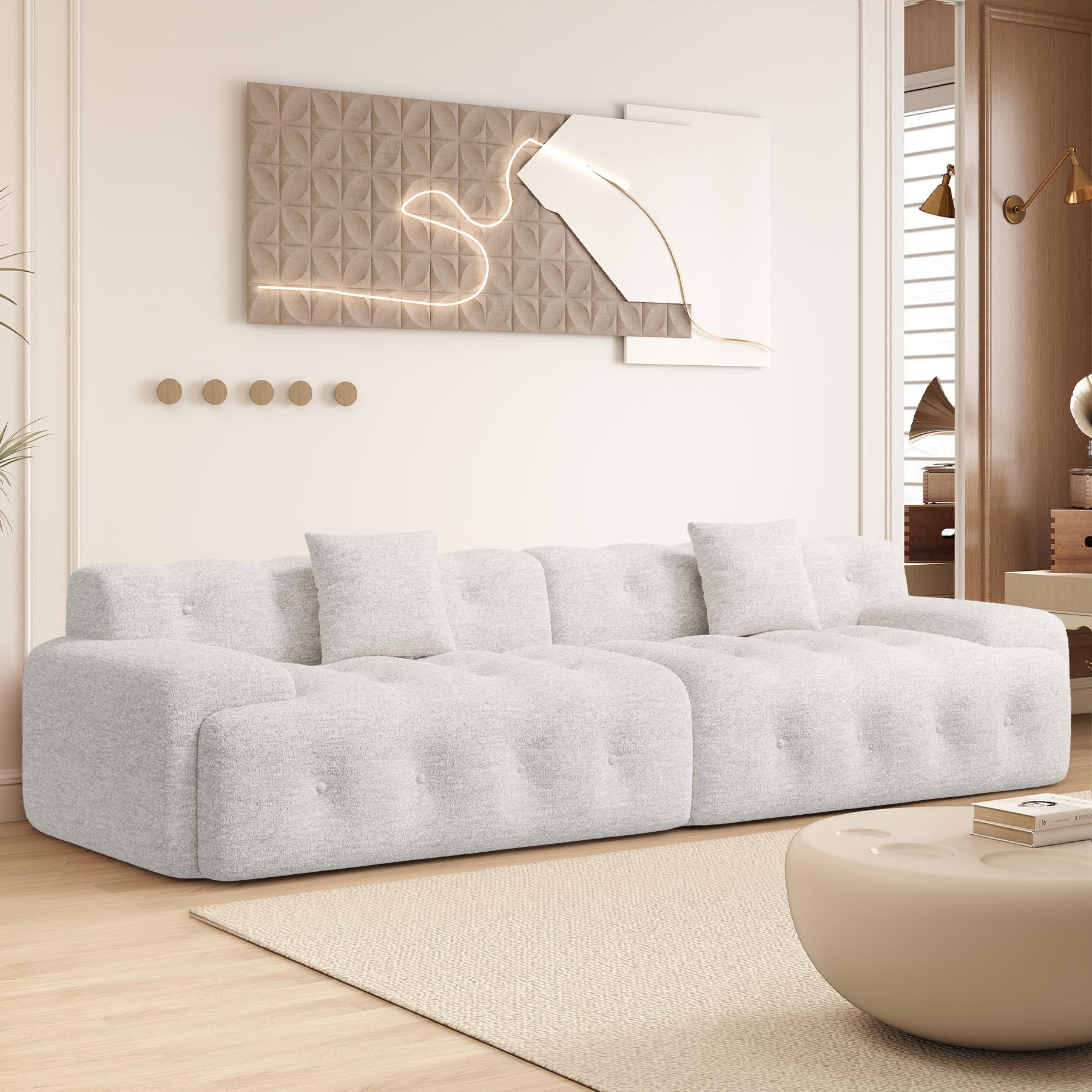 113" Modern Boneless Couches for Living Room, L Shaped Cloud Couch Sectional, Chenille Convertible Modular Sofa Set, No Assembly Required