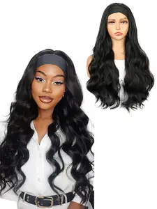 Women's Glueless Headband Wig, Long Loose Curly Synthetic Hairpiece, 70cm Highlight Honey Gold Wig Band, Daily Wear