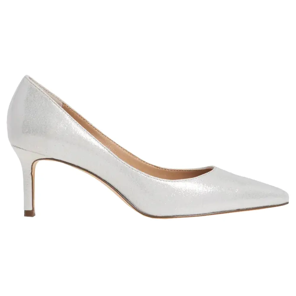 Nina Womens Nina60 Metallic Pointed Toe Wedding Pumps Dress Casual Mid Heel 2-3" - Silver