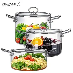 KEMORELA 1 Count Glass Casserole Dish with Lid, Borosilicate Glass Cookware, Heat Resistant Bakeware for Home Kitchen, Steel Handle, Dishwasher Safe