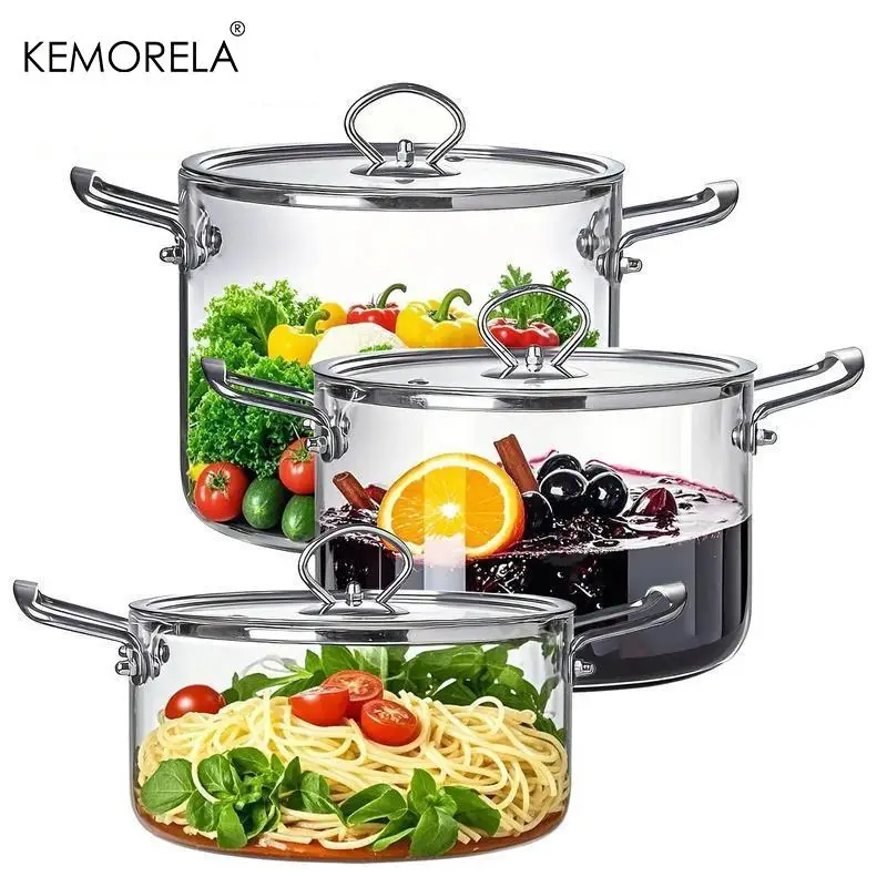 KEMORELA 1 Count Glass Casserole Dish with Lid, Borosilicate Glass Cookware for Home Kitchen, Steel Handle, Dishwasher Safe
