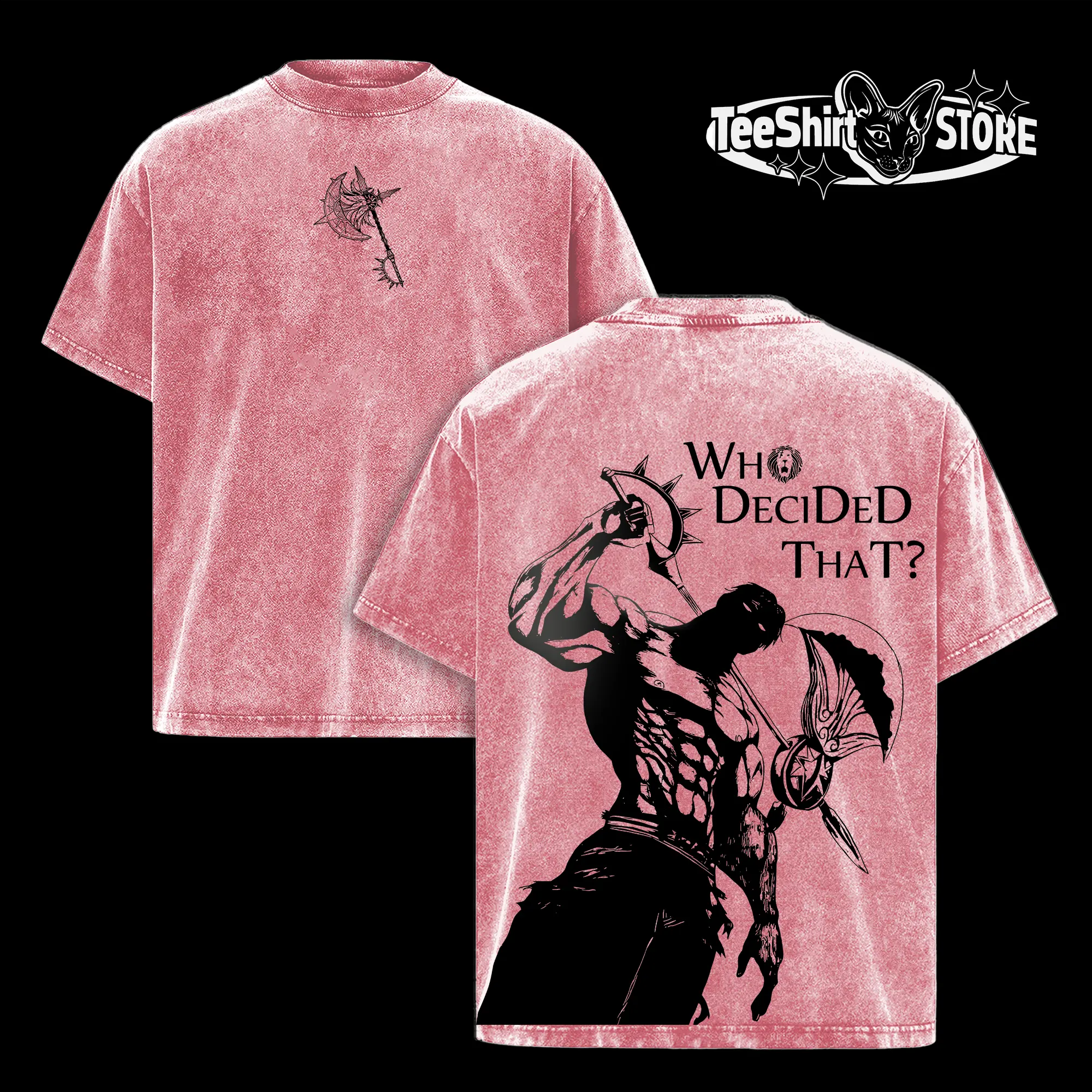 Escanor Who Decided That? Tee  Seven Deadly Sins Vintage Washed  Oversized Heavy Cotton Anime Streetwear Shirt, Pride Sin Sigma Male Graphic  Top - TikTok Shop