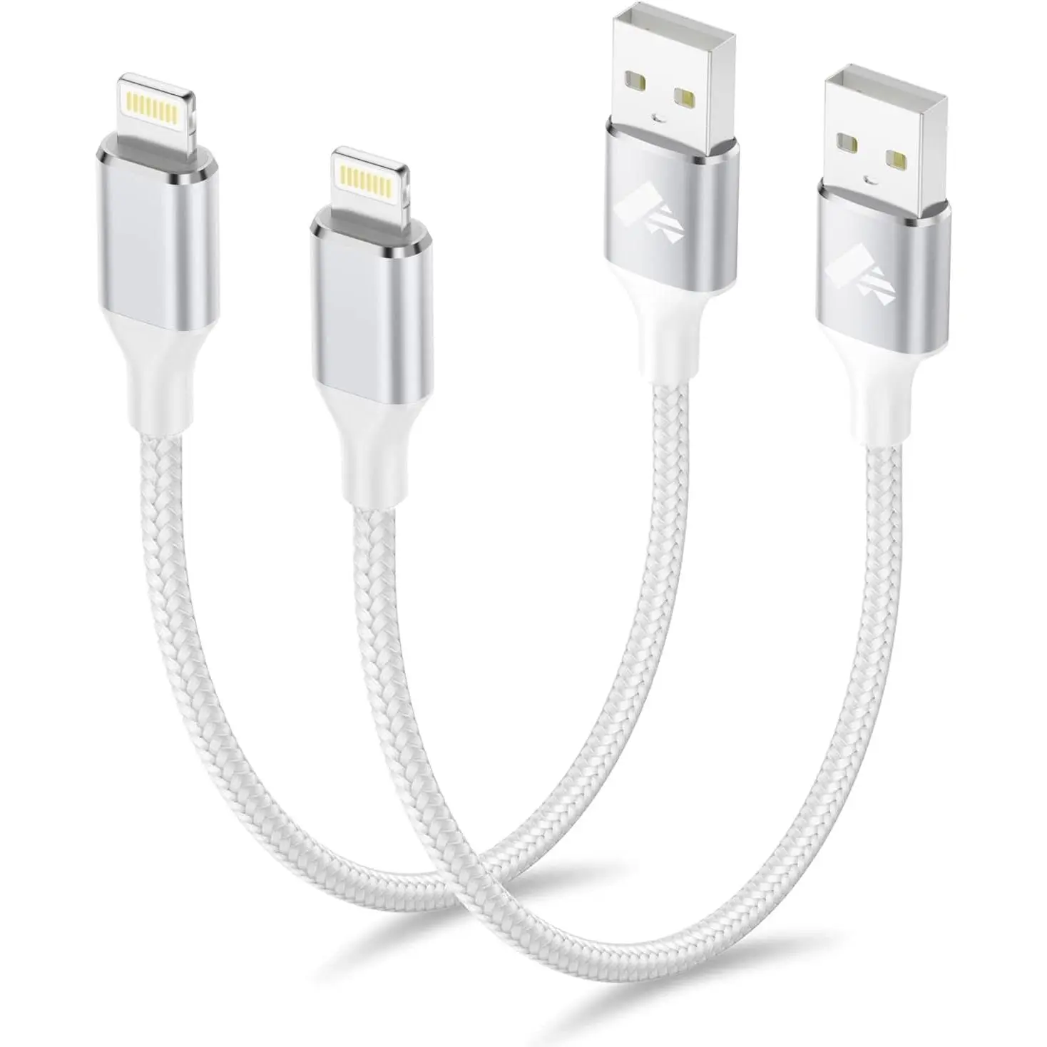 Short iPhone Charger Cord 1ft 2Pack, Apple Certified USB A to Lightning Cable 1 Foot Nylon Braided Short iPhone Cable Fast Charging for iPhone 14 13 12 11 Pro Max XR XS 8 7 6 Plus SE