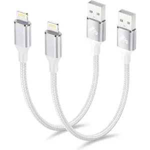 Short iPhone Charger Cord 1ft 2Pack, Apple Certified USB A to Lightning Cable 1 Foot Nylon Braided Short iPhone Cable Fast Charging for iPhone 14 13 12 11 Pro Max XR XS 8 7 6 Plus SE