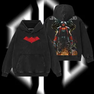 Superstyle Under the Hood - Jason Todd Red Hood (Robin #2) Hero Verse Comic Edition Double Printed Oversize Lightweight Acid Washed Tee Hoodie Sweater TV Series Graphic Design Top Cotton Streetwear Comic Superheroes T-Shirt Clothes Menswear Womenswear