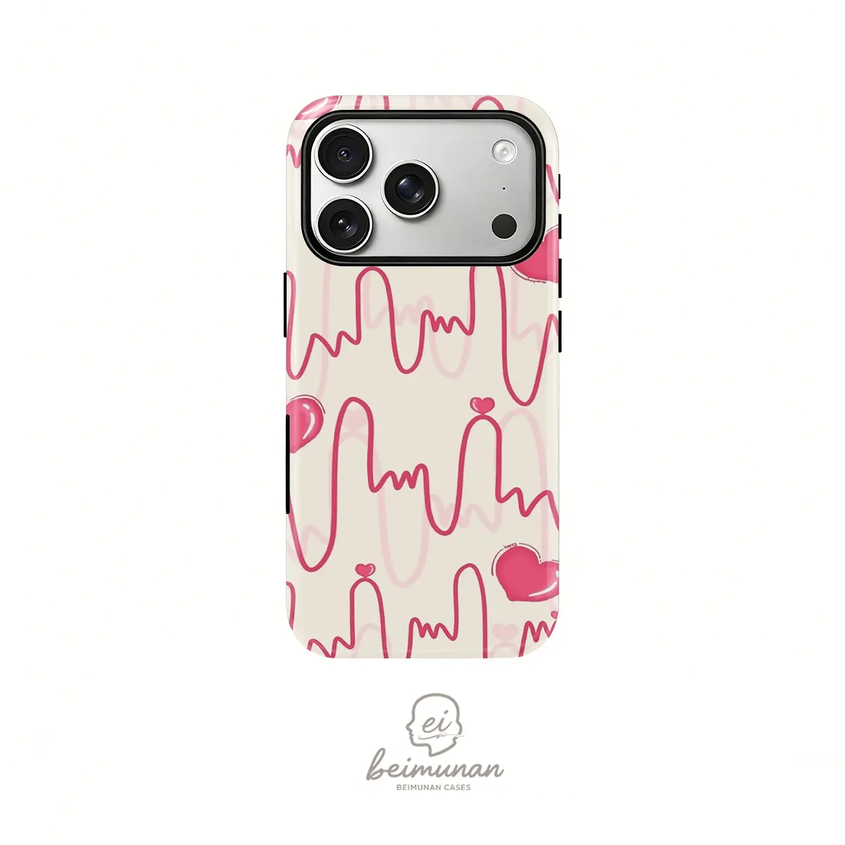 1PC Heartbeat ECG Heart Print Phone Case，Rugged Shockproof 2in1 Protective Cover For iPhone 17 16 15 14 13 12 Pro Max，Samsung Galaxy S26 S25 S24 S23 S22 Ultra Series Gift Stylish
