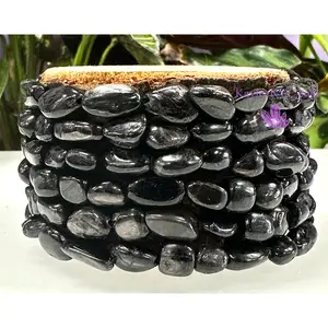 Wholesale 6 Pcs 7.5” Natural Hypersthene tumble Stretch Bracelet Crystal Healing