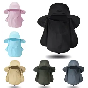 Breathable quick drying sun hat, detachable face mask neck protection fisherman hat, full face and neck sun protection, outdoor adventure fishing work special hat