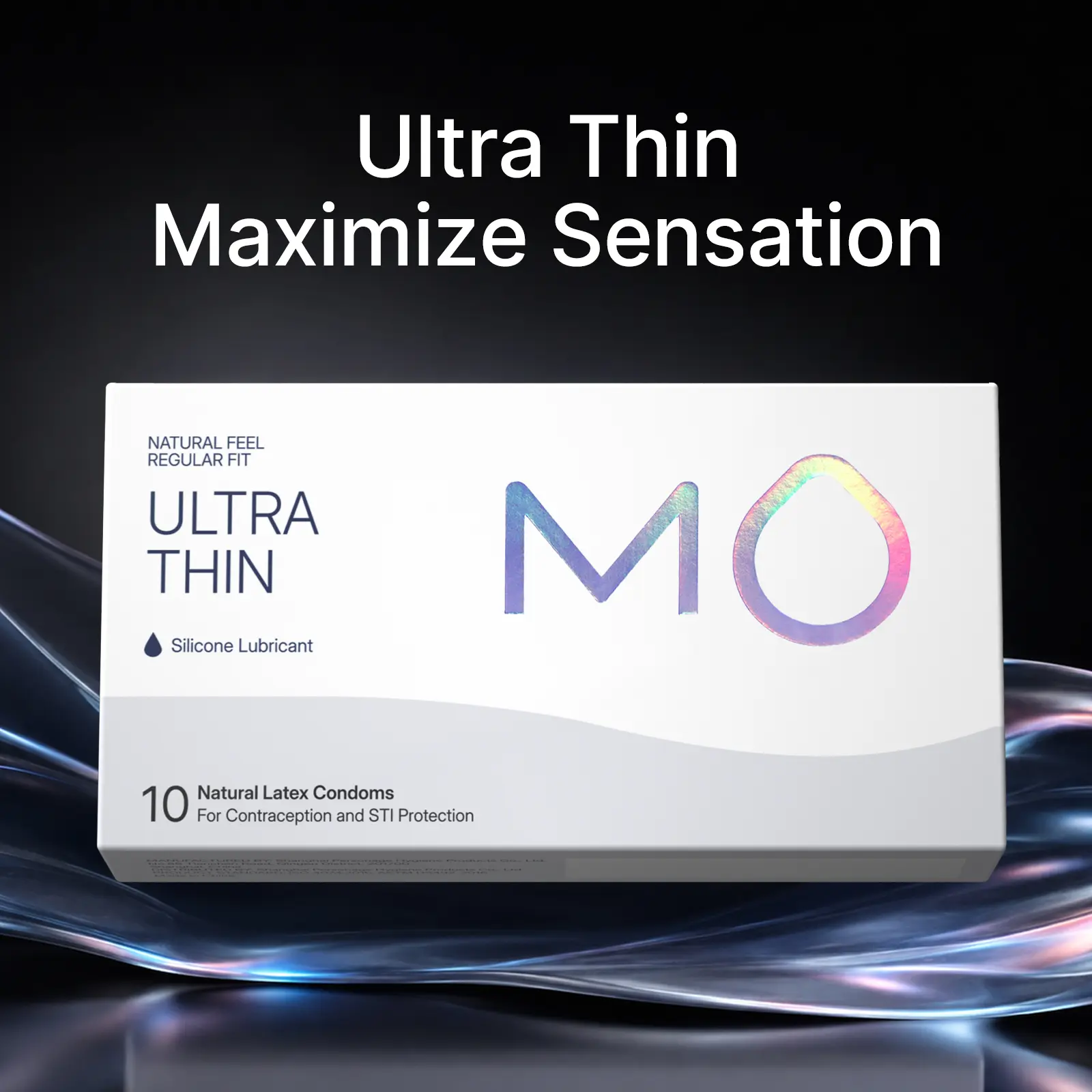 MO Natural Rubber Latex Condoms for Men, 0.04mm Ultra-Thin, pH-Balanced for Sensitive Skin, Silicone Sensation, 10-Count Contraceptive