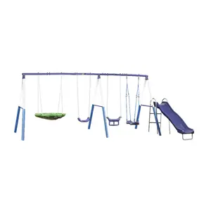 XDP Recreation Surf N Swing 5 Station Outdoor Swing and Play Set with Slide