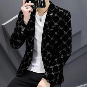 New Corduroy Suit for Men Young Slim Small Suit Formal Single West Jacket Outside Spring and Autumn Comfortable Formal Coat Men(Sheets)