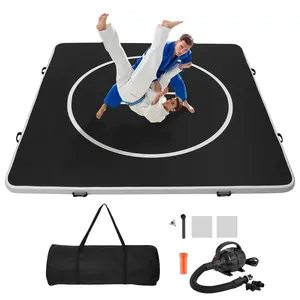 Inflatable Wrestling Mat for Martial Arts Training, 10x10 ft Portable Air Floor Gymnastics Mat for MMA and Jiu Jitsu, Non-Slip Durable PVC Surface, Quick Inflation, Indoor Outdoor Use, Includes Repair Patch Kit