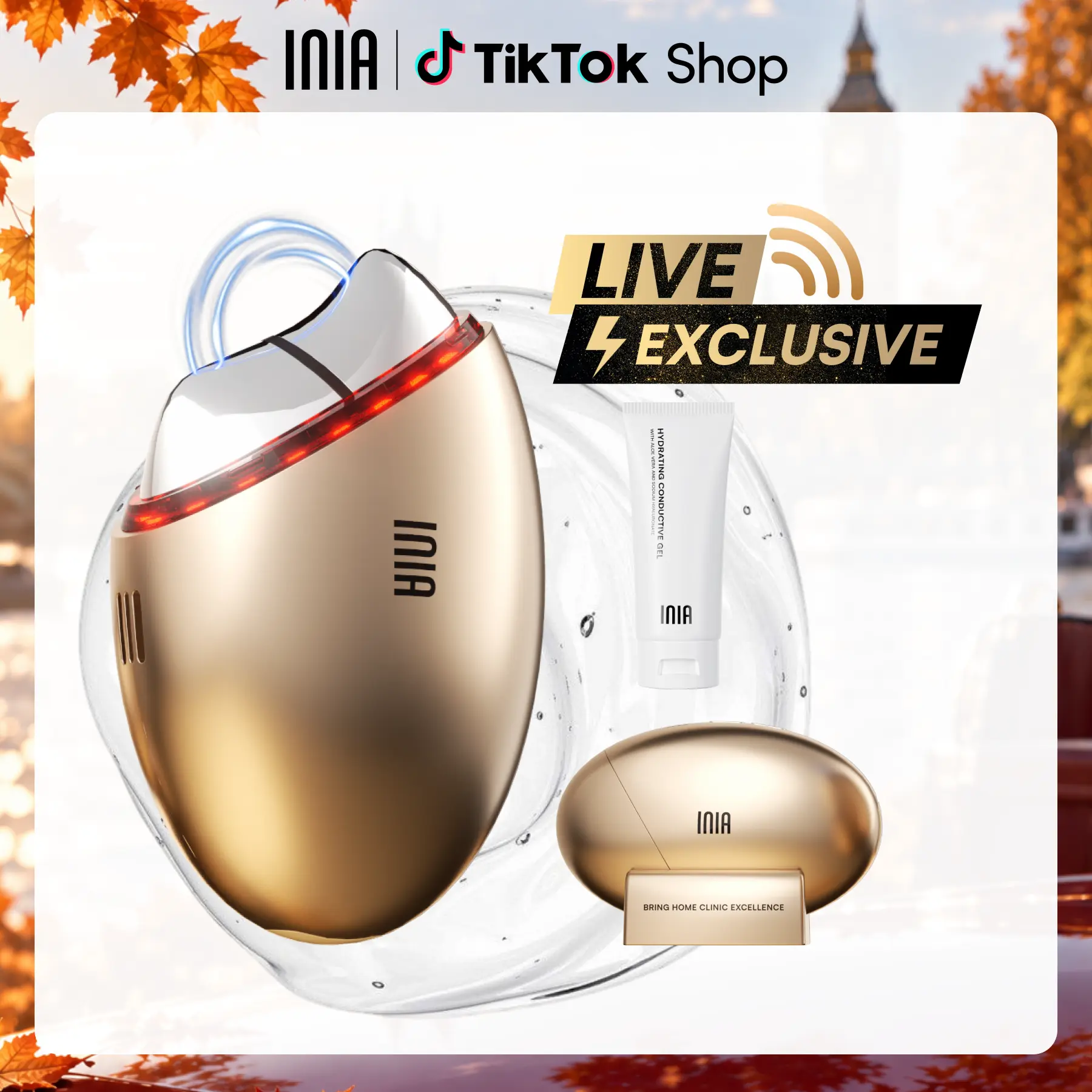 【LIVE EXCLUSIVE】INIA GLACE 7-in-1 Facial Beauty Roller - Multifunctional Beauty Device with EMS Microcurrent, Red & Blue Light, Cryo & Thermal Therapy, Serum Infusion for Face Lift, Anti-Aging, Lymphatic Drainage, De-Puffing | Selfcare Perfect Gift Pick