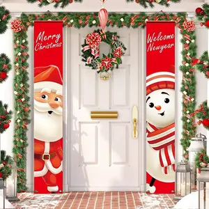 Lue's House Merry Christmas Porch Sign Decorative Door Banner Christmas Decorations for Home Hanging Christmas Ornaments Navidad
