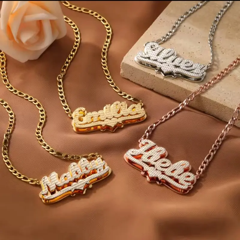 Custom Name Plate Necklace Gold / Silver Plated