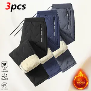 Men's Winter Pants with Zipper Pocket & Drawstring Casual Regular Fit Warm-Lined Long Trousers for Hiking & Everyday Wear Lightweight Stylish Sports Bottomwear