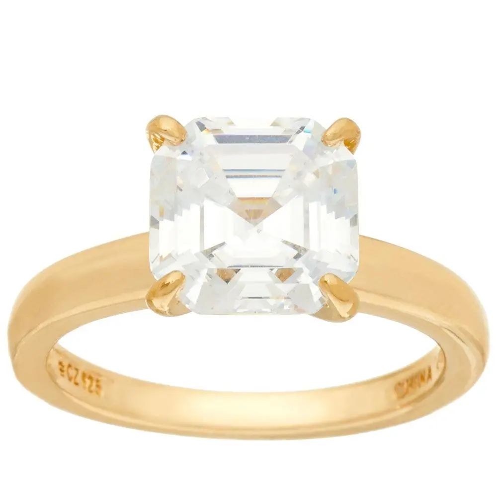 Diamonique 3.00 cttw Solitaire Ring, 14K Yellow Clad Diamonique 3.00 cttw Solitaire Ring, 14K Yellow Clad