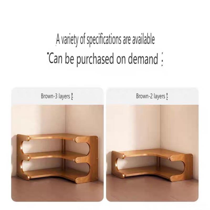 Wooden Corner Storage Rack, Space-Saving Desk Organizer, Multi-Layer Shelf for Cups, Decorations, Plants, Cosmetics, Office Use
