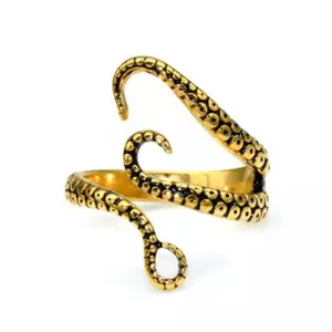 Dark Night Gothic Vintage Oxidized S925 Sterling Silver Animal Octopus Ring