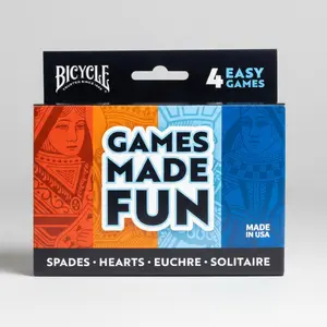 4-Pack Custom Decks Variety Set - Bicycle-Themed Classic Card Games Including Hearts, Spades, Euchre, Solitaire for Toys & Hobbies